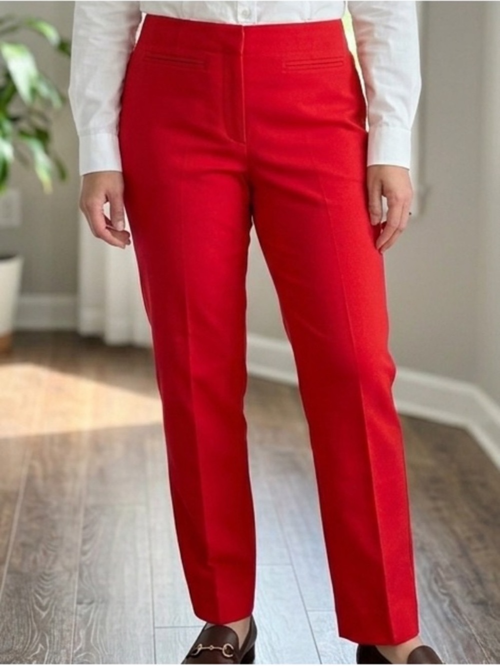 Luxe by Eric Signature Red High-Rise Trousers Tapered Dress Pants Career Women 8